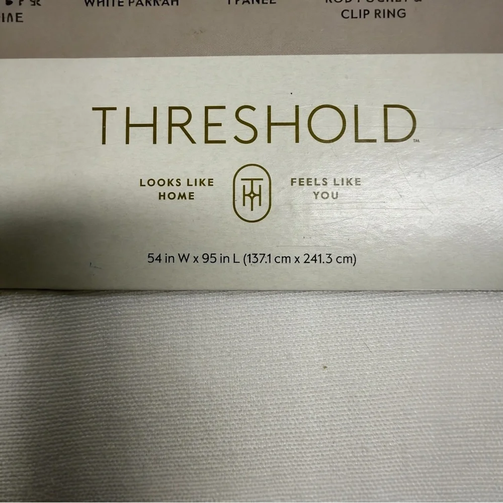 NWT Threshold 54”x95” Light Filtering White Farrah Window Curtain Panel